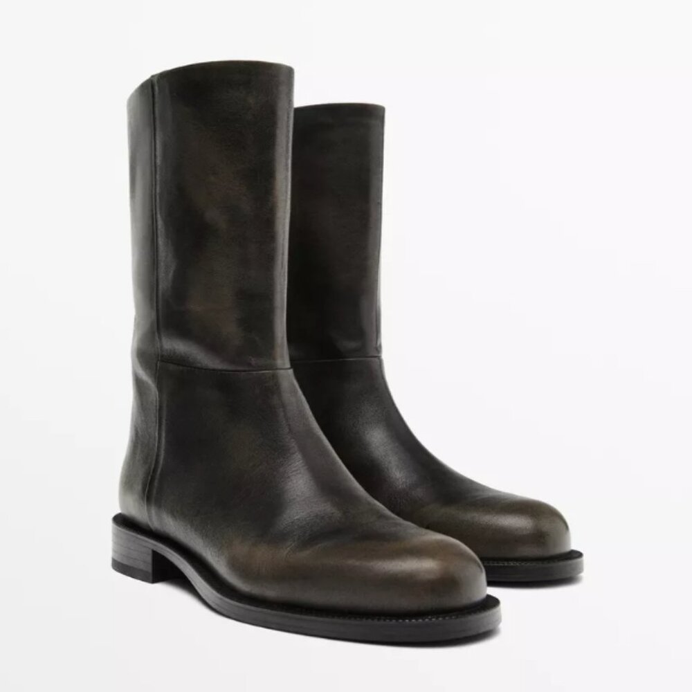 NWOT Massimo Dutti 100% Leather Boots in Brown (Size US 7.5) - Picture 3 of 9